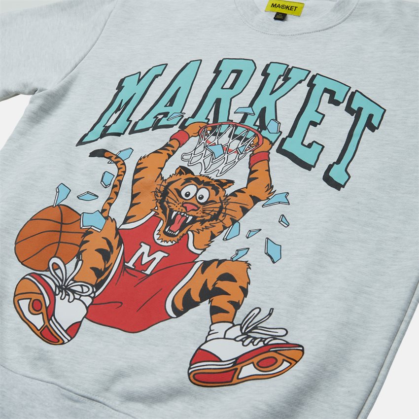 Market Sweatshirts MARKET DUNKING CAT CREWNECK GREY MELANGE